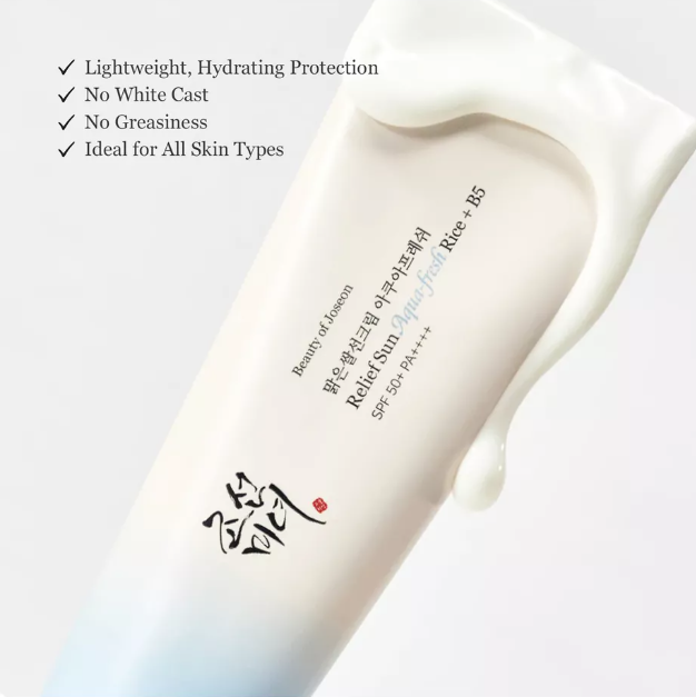 واقي شمس كريم بخلاصة الأرز مائي ريليف أكوا فريش 50 SPF من ماركة بيوتي اوف جوسون - 50 مل