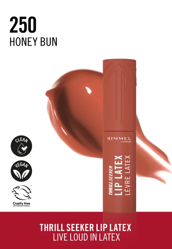 احمر شفاه سائل ثريل سيكر ليب لاتكس من ماركة ريميل - HONEY BUN 250