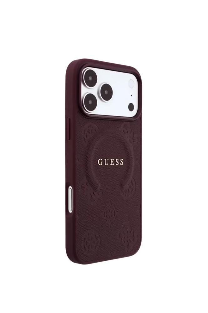 Guess Magsafe Saffiano Hard Case With Peony & Ring Stand For iPhone 18 Pro Max