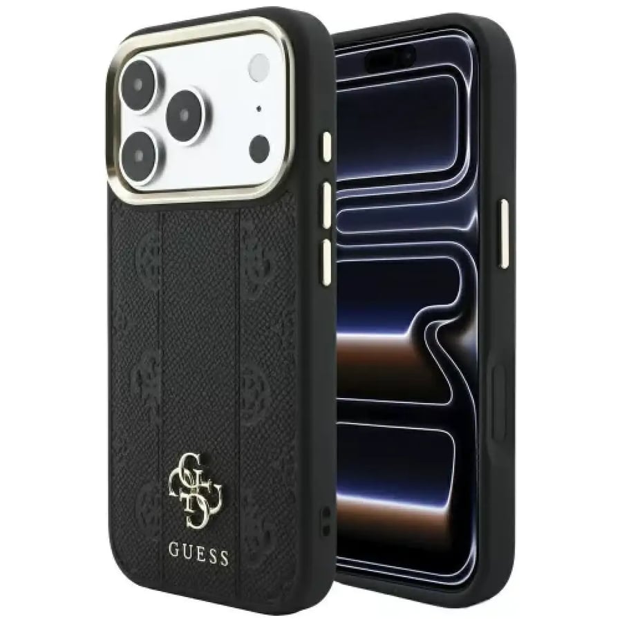 Guess Magsafe PU Stripe Hard Case With Peony 4G Logo For iPhone 18 Pro Max