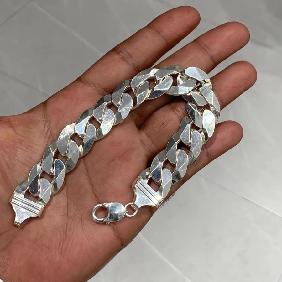 اسورة جنزير عريض فضة ايطالي عيار 925