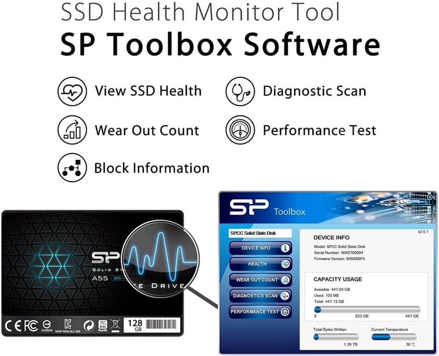Silicon Power 128GB SSD 3D NAND A55 SLC Cache Performance Boost SATA III