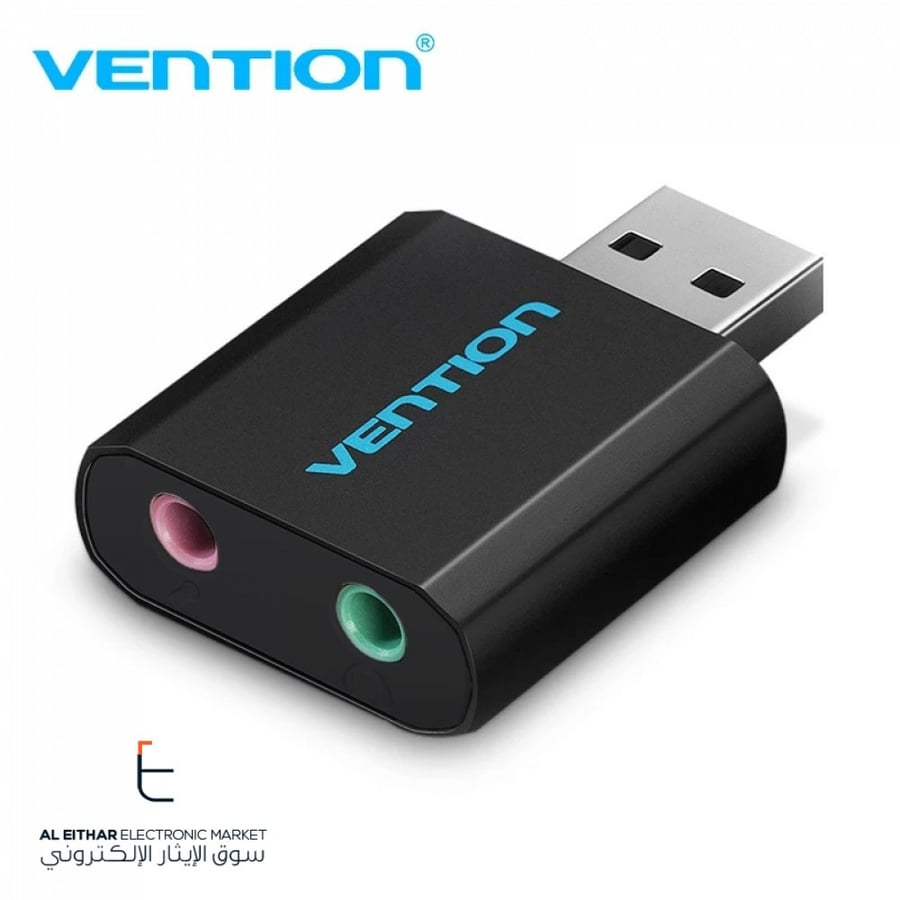 فينشن | كرت صوت خارجي محول usb الى مدخل سماعة و ميكروفون Vention | USB External Sound Card Audio Interface AUX