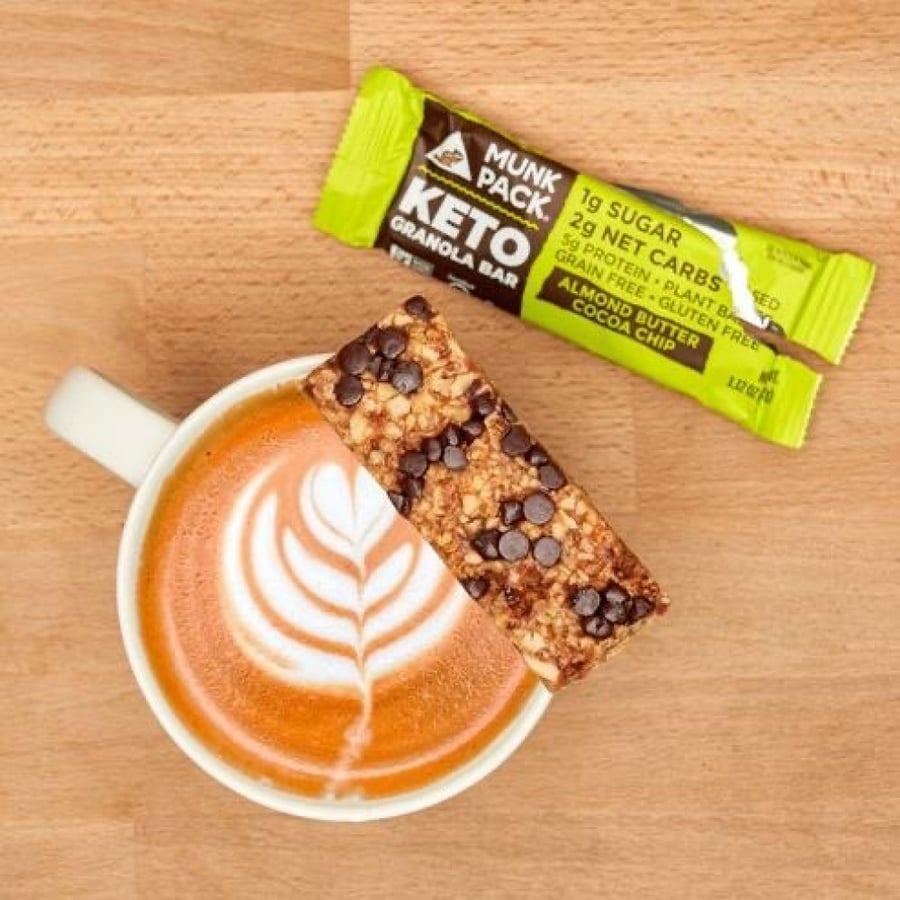 Protein granola bar with almond butter and chocolate pieces