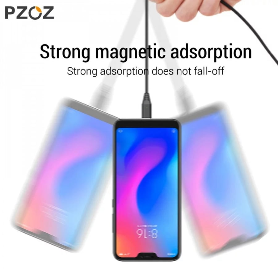 بزوز | سلك شاحن مغناطيسي سريع ضد القطع PZOZ | Magnetic Fast Charging Cable | 3A 1M 2M