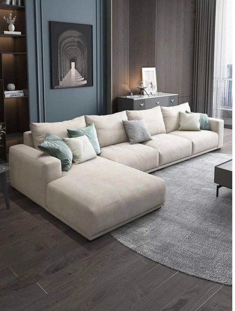الهوم كنبة زاوية مقاس 300x180x90x88 سم - بيج - AL-225