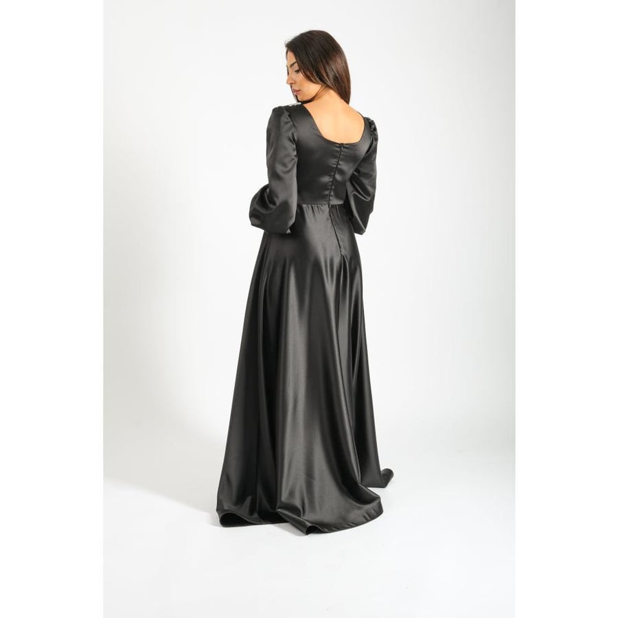Londonella Women's Long Evening Dress with Long Sleeves - Black - 100250