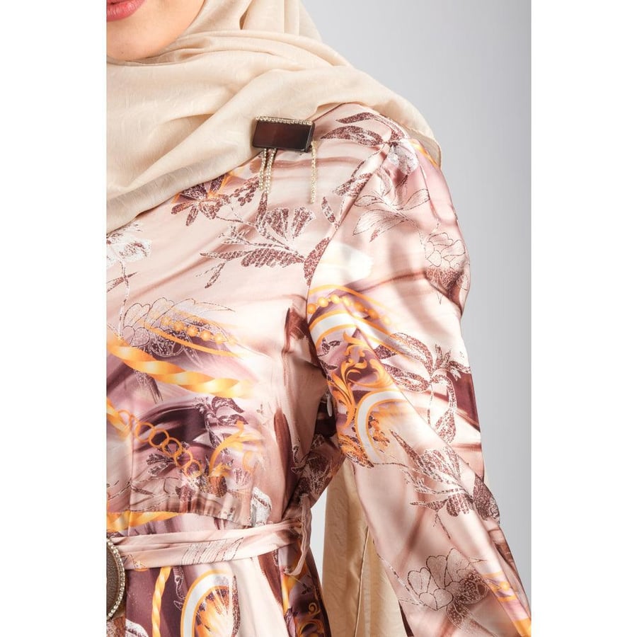 Londonella Women's Long Closed Neck Dress with Long Sleeves - Printed - 100279