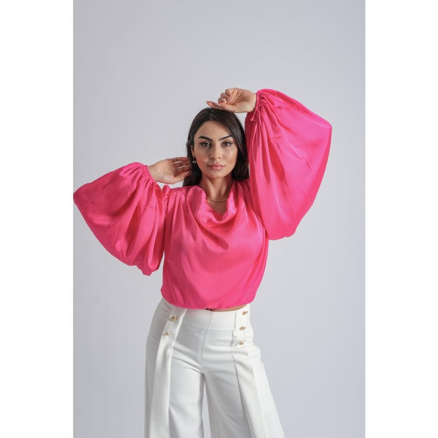 Londonella Satin Blouse - Fuchsia - 100177