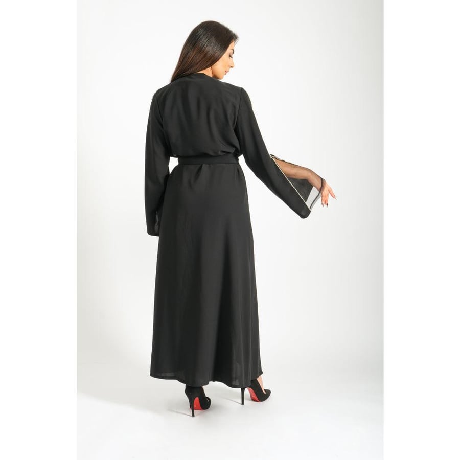 Londonella Women's Long Sleeves Abaya With Waist Belt - Black - 100244