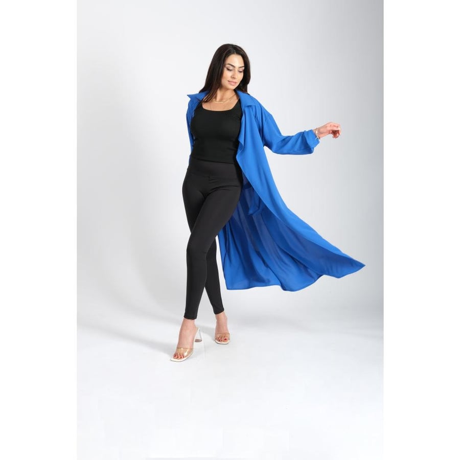 Londonella Women's Classic Long Elegant Jacket With Long Sleeves & Belt - Free Size - 100233