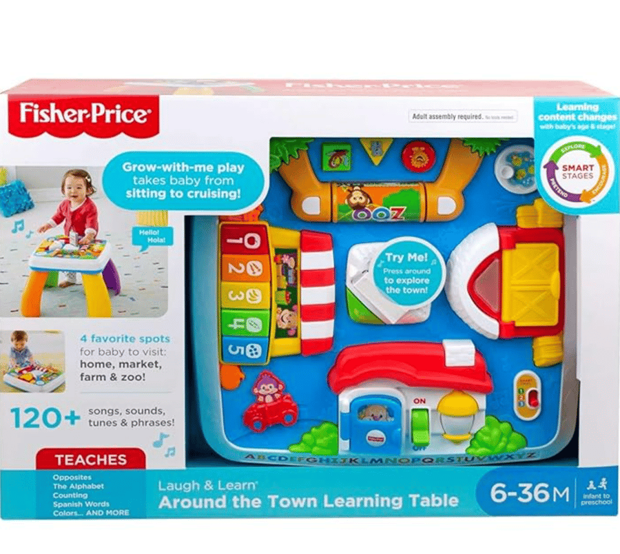 Fisher-Price Laugh & Learn Baby To Toddler Toy, Around The Town Learning Table With Music Lights & Activities For Ages 6+ Months