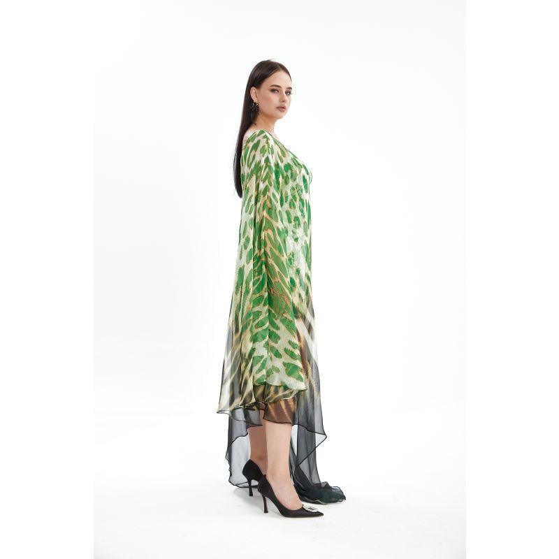 Londonella Women's Long Summer Dress With One Sleeve - Green - LON100289