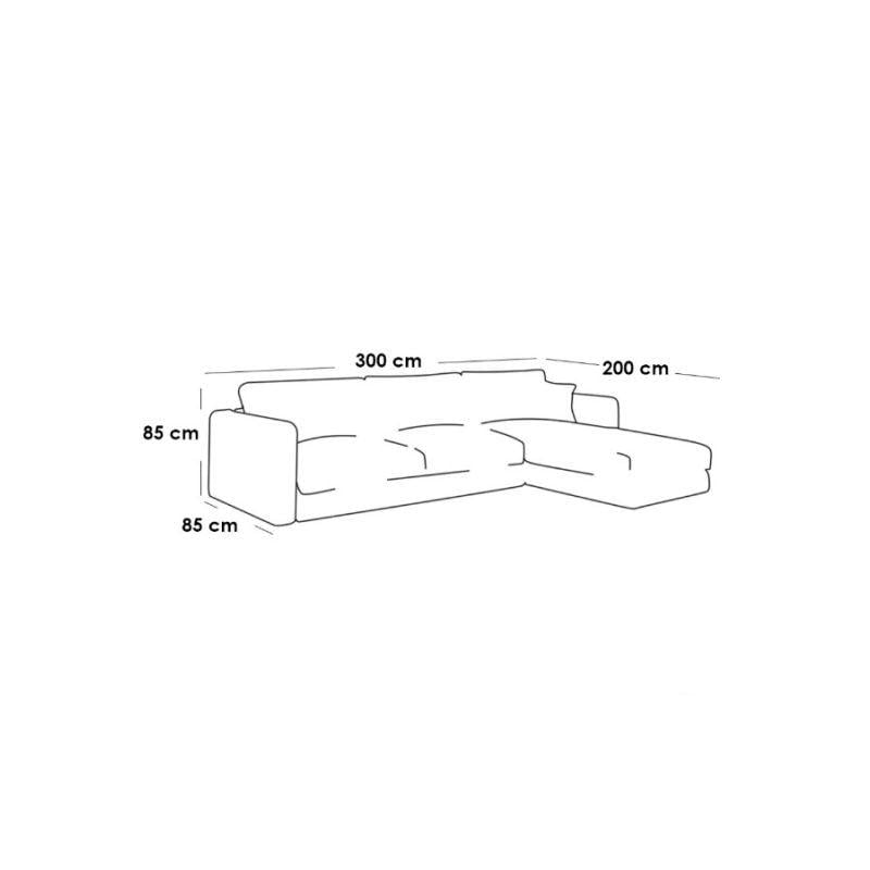 الهوم كنبة بمقاس 85x200x300x85 سم من الكتان - أزرق