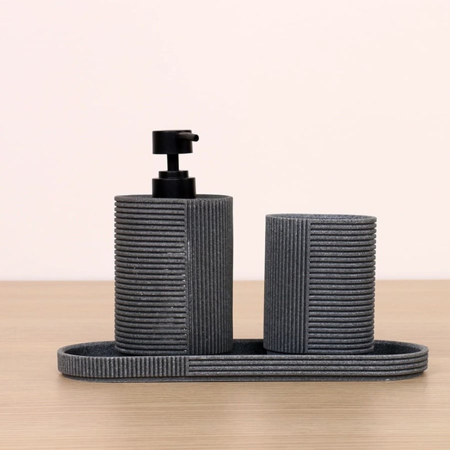 Cannon Polyresin Stone Toothbrush Cup - Grey Sand