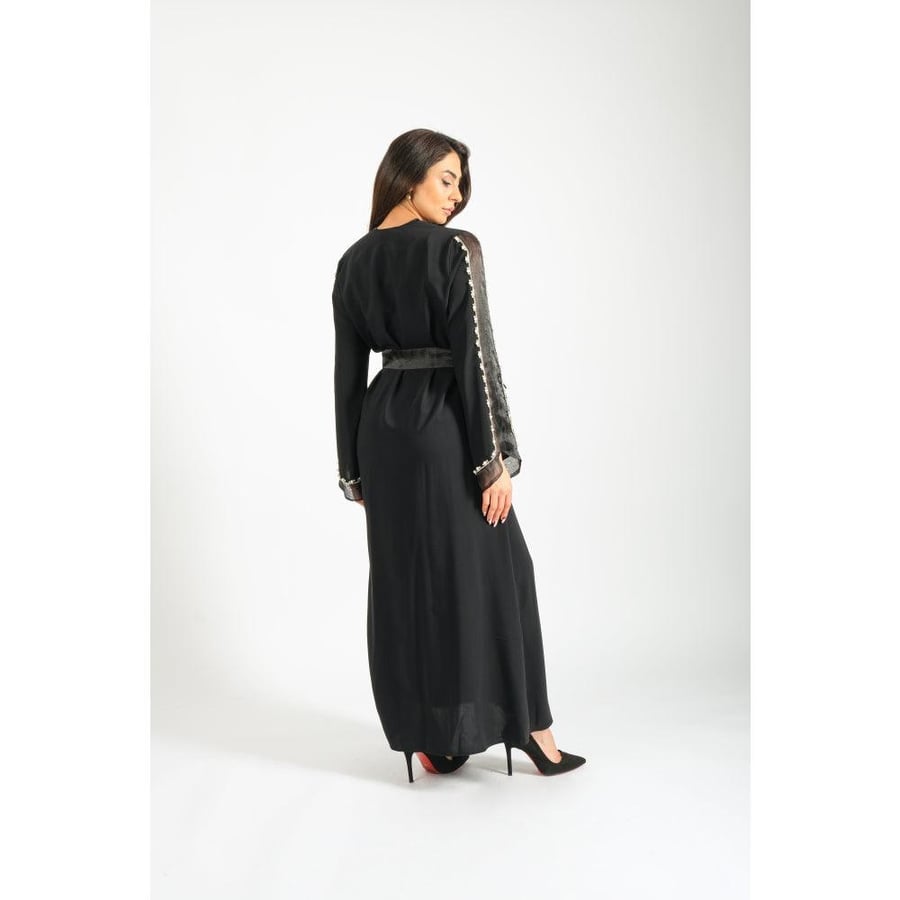 Londonella Women's Long Sleeves Abaya With Waist Belt - Black - 100239