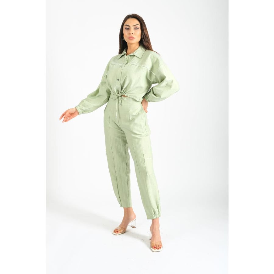 Londonella Women's long-sleeved shirt & closed-bottom Pants Set - 2 Pieces - Green - 100226