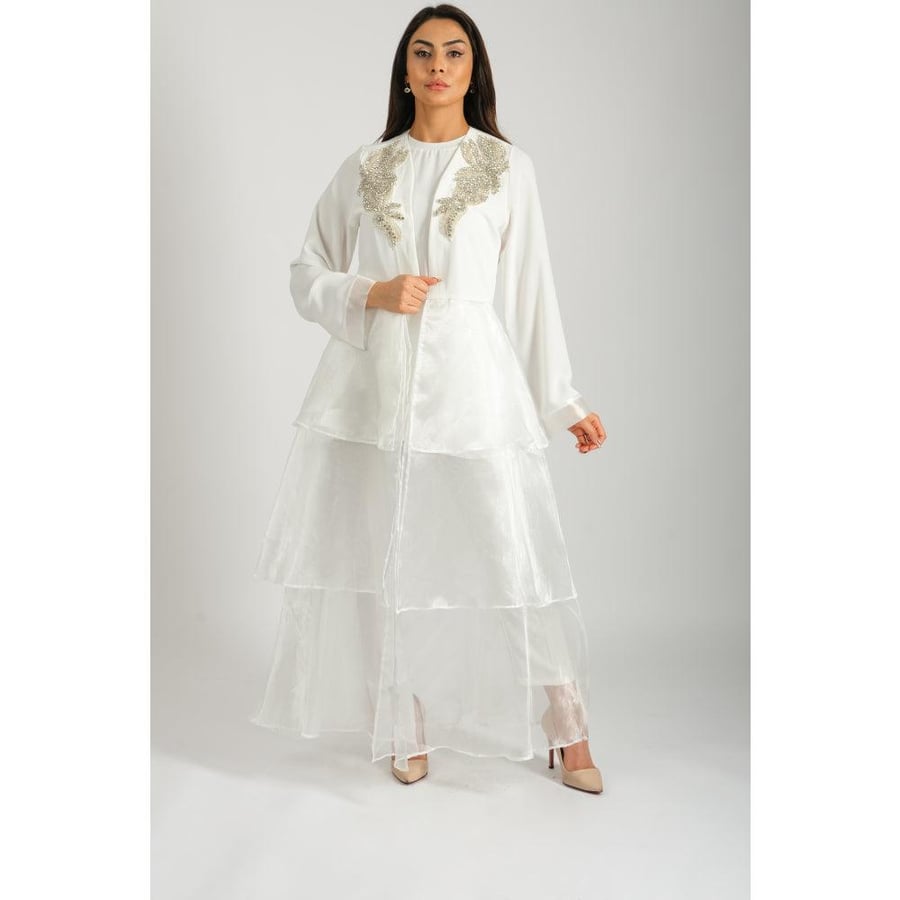 Londonella Women's Dress-Style Abaya With Long Sleeves - White - 100241