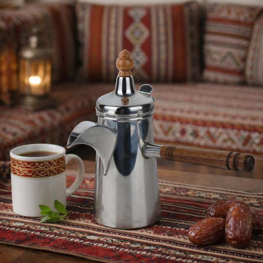 دلة قهوة عربية ستانلس - يد خشب - تصميم عملي