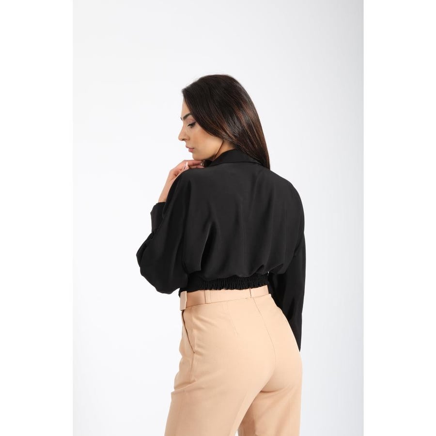 Londonella Women's Short Shirt With Long Sleeves Design - Black - 100215