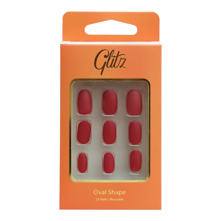 Glitz press on Nails Square Tango Red  #5