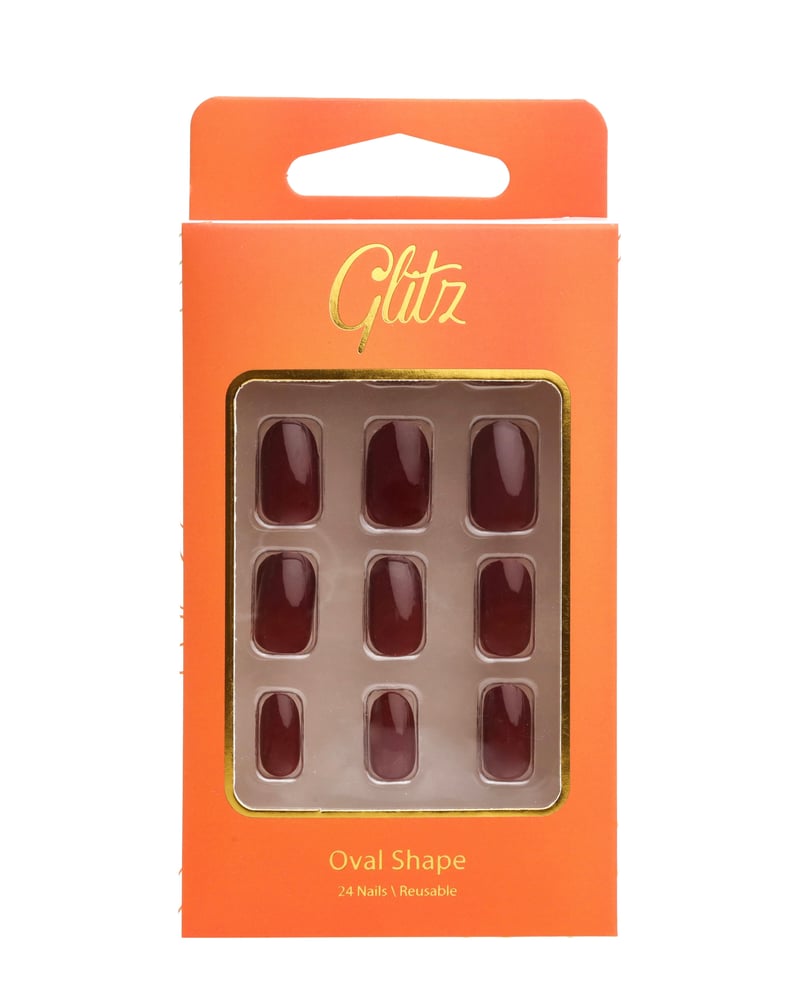 Glitz  press on Nails Ovil Russet Brown #6