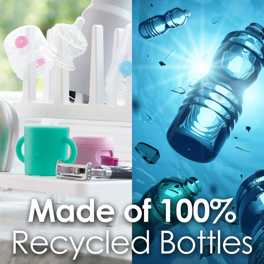 PopYum Gray Space Saving Drying Rack from 100% Recycled Bottles