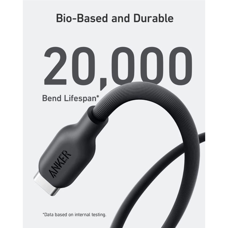 أنكر 542 كابل USB-C إلى Lightning عضوي كابل الشحن والمزامنة بطول 1.83 متر - اسود - A80B2H11