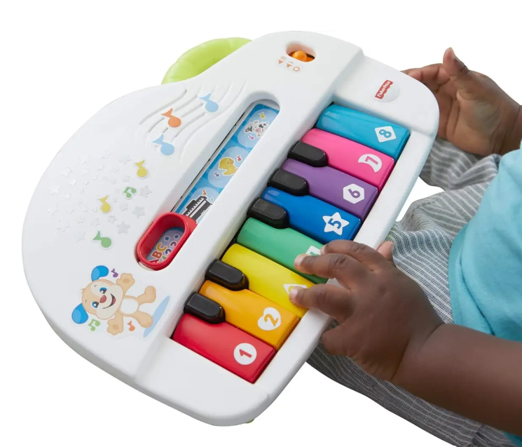 Fisher-Price Silly Sounds Light-Up Piano - Uk English Edition, Take-Along Toy Piano With Lights, Real Music Notes And Learning Songs For Baby And Toddlers