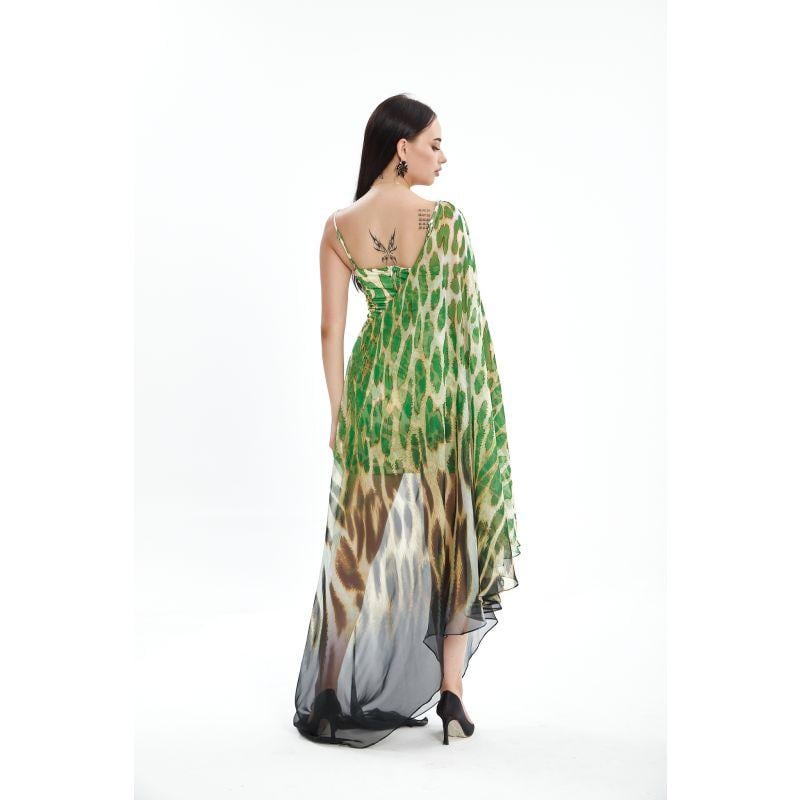 Londonella Women's Long Summer Dress With One Sleeve - Green - LON100289