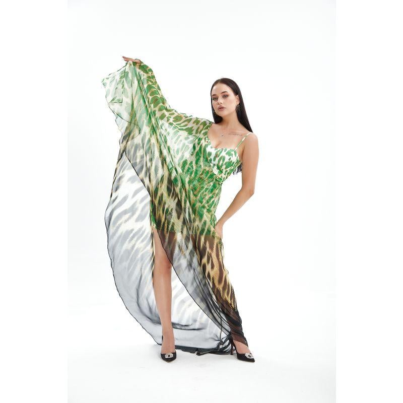 Londonella Women's Long Summer Dress With One Sleeve - Green - LON100289