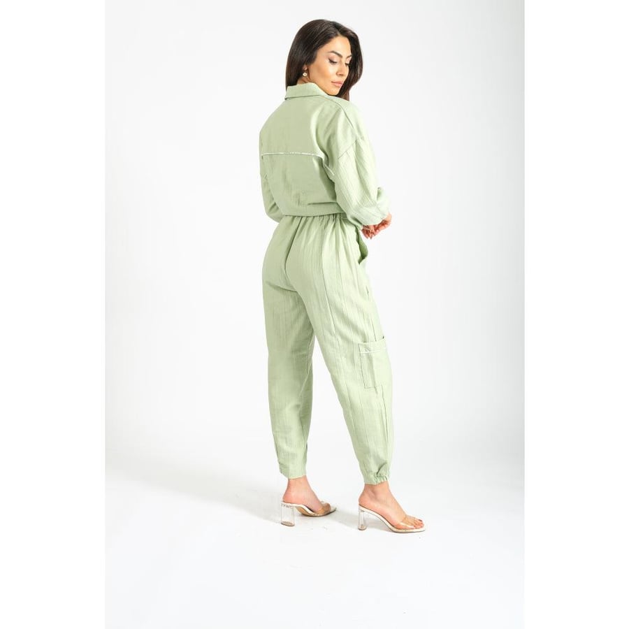 Londonella Women's long-sleeved shirt & closed-bottom Pants Set - 2 Pieces - Green - 100226