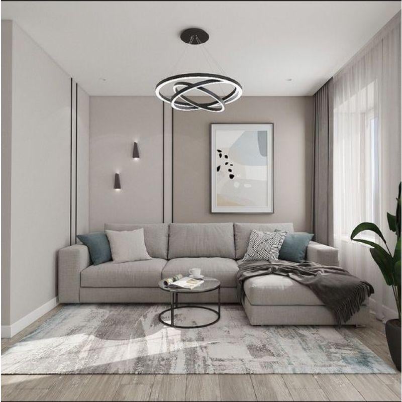 أريكة مخملية رمادية أنيقة على شكل حرف L - موديل 90x250x170x45 سم - خشب سويدي من الهوم - 110111009