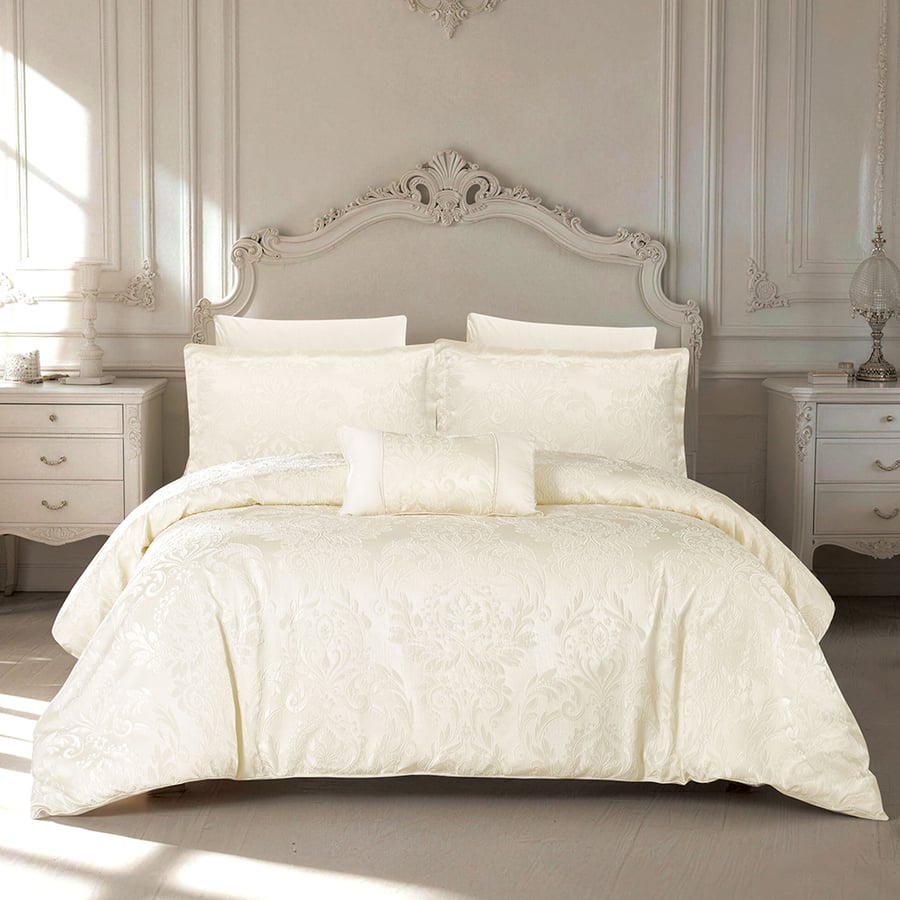 Pazar Home Lim Jacquard Summer Comforter Set Twin Size 4 Pieces - Off-White