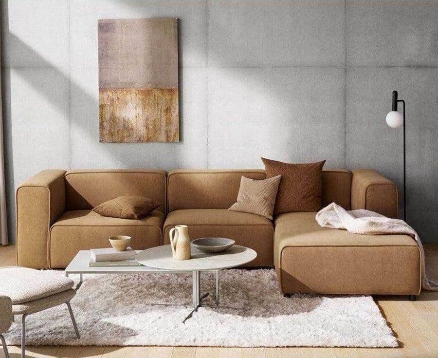 الهوم كنبة زاوية بمقاس 260x93x140x70 سم - بيج - AL-407