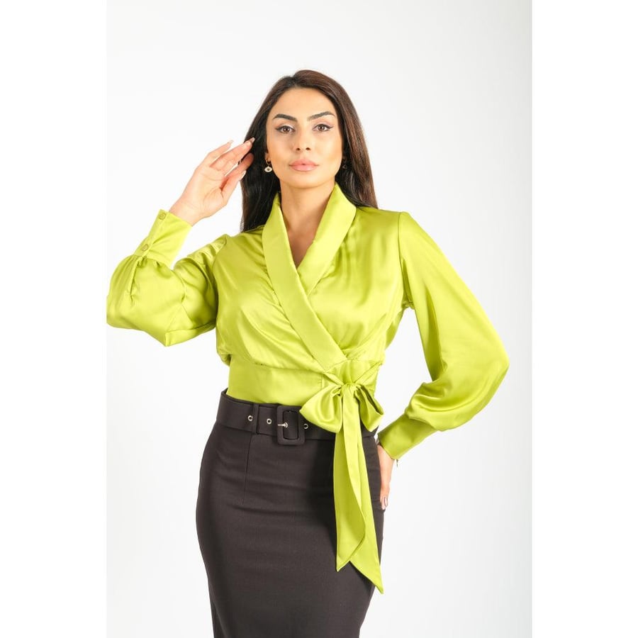 Londonella Blouse with Wrap front - Green - 100165