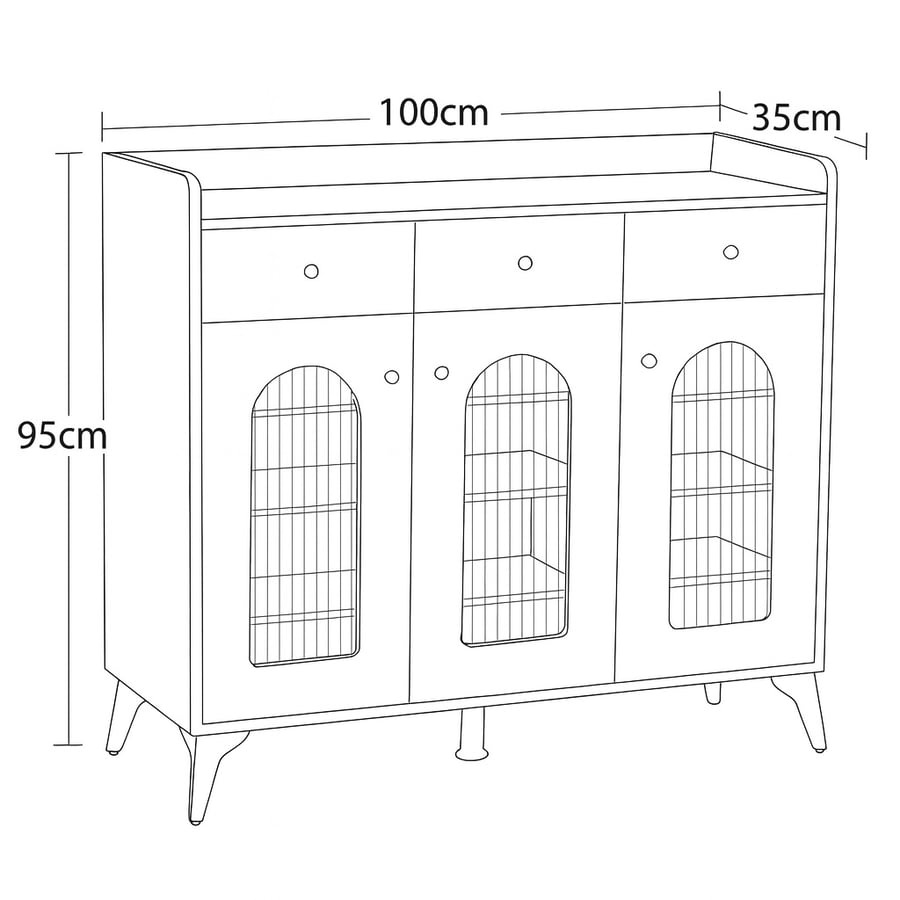 دولاب متعدد الأغراض أنيق، مقاس 100×35×95 سم