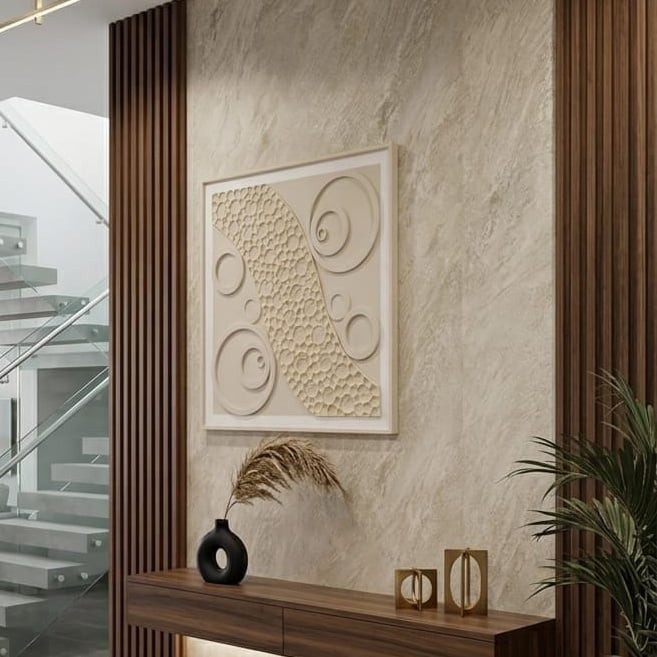 Luxury wall panel – natural wood frame (100×100 cm)