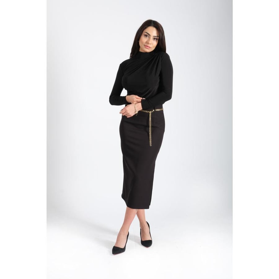 Londonella Satin Top - Black - 100192