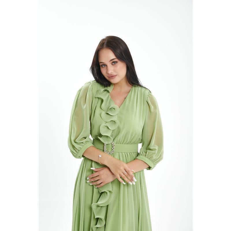 Londonella Women's Midi Summer Dress With Belt And Transparent Half Sleeves - Lon100319