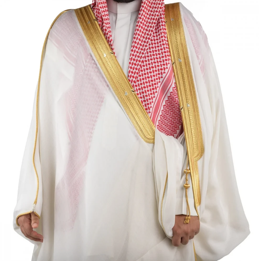 بشت ملكي غاط مصوف زري حر-أبيض