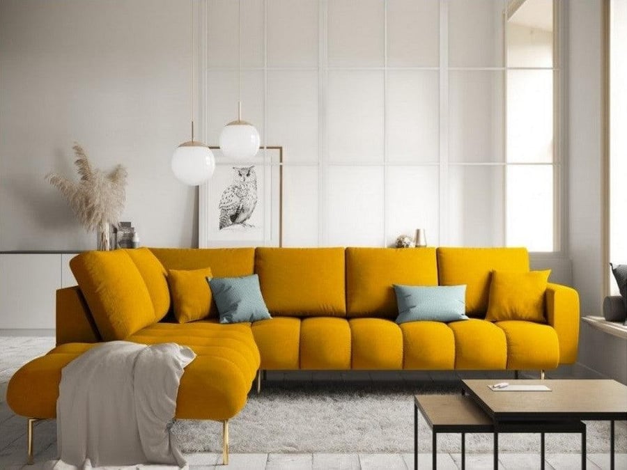 الهوم كنبة زاوية مقاس 85×180×85×250 سم - أصفر - AL-277