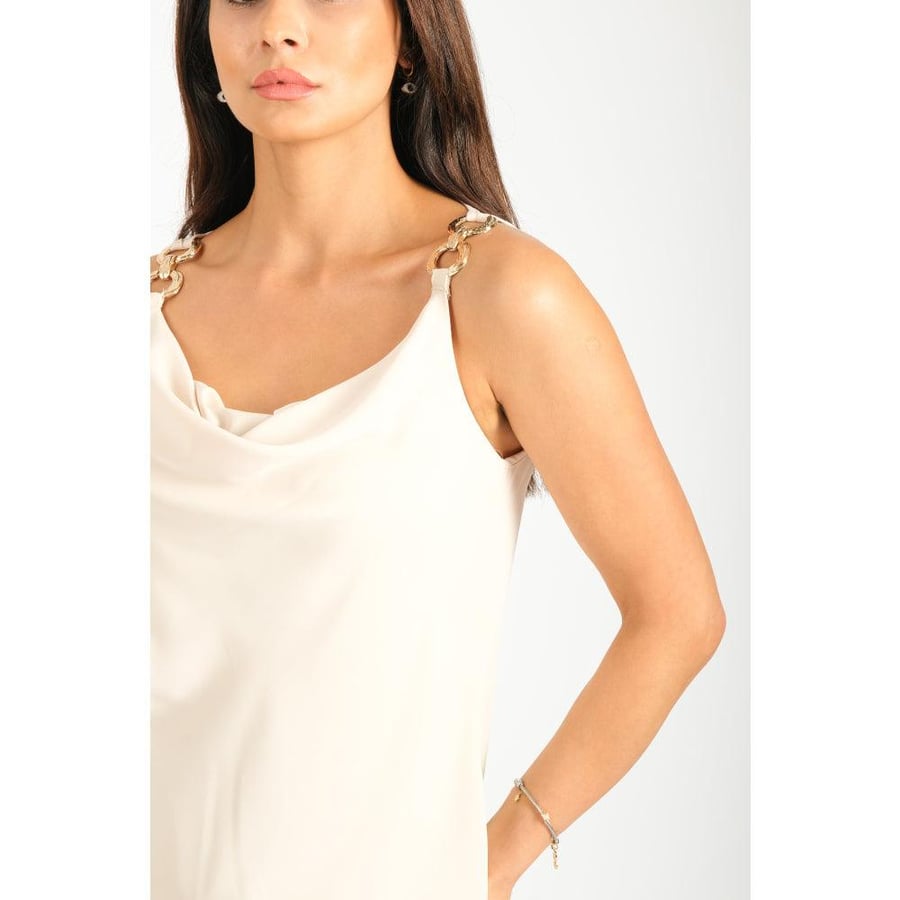 Londonella Blouse with Gold metal straps - Beige - 100159