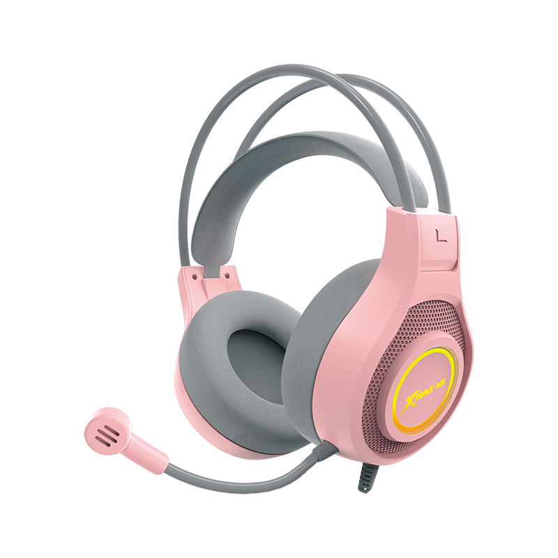 اكسترايك مي سماعة ألعاب GH515P RGB - صوت محيطي ستيريو - إضاءة RGB - 3.5MM X2 + USB - وردي