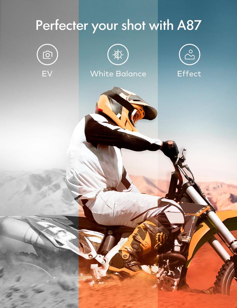 كاميرا إيبمان اكشن فيديو بدقة 4K بمعدل 60 إطارًا في الثانية وصور بدقة 20 ميجابكسل وشاشة لمس IPS ذات ألوان حقيقية مقاس 2 بوصة، قوية ومقاومة للماء حتى عمق 40 مترًا، وجهاز تحكم عن بعد لاسلكي، وفيديو دائري، وفاصل زمني، وحركة بطيئة