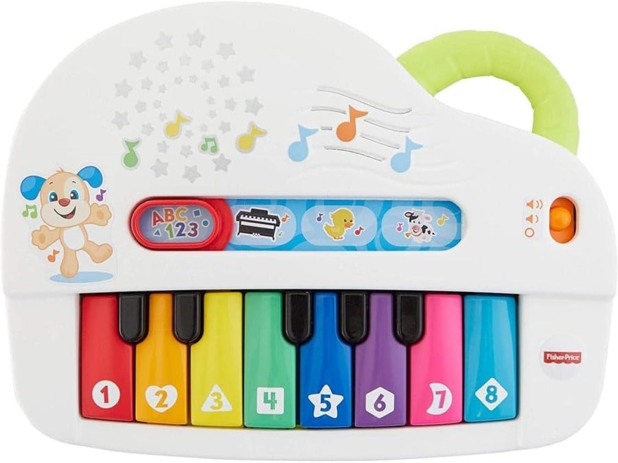 Fisher-Price Silly Sounds Light-Up Piano - Uk English Edition, Take-Along Toy Piano With Lights, Real Music Notes And Learning Songs For Baby And Toddlers