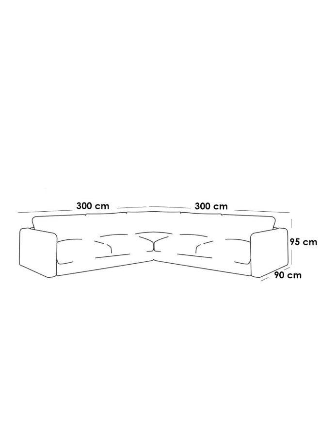 الهوم كنبة زاوية مقاس 300x300x95x90 سم - رمادي - AL-317