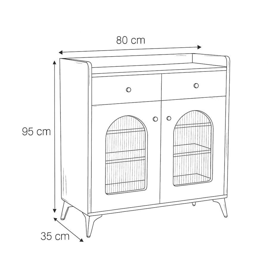 دولاب متعدد الأغراض أنيق، مقاس 80×35×95 سم