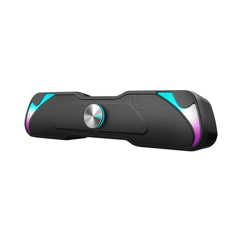 مكبرات صوت قيمنق اكسترايك مي SK600 ستيريو بصوت شريطي وإضاءة RGB - إجمالي قوة الإخراج 6 واط - تحكم باللمس للإضاءة الخلفية - مقبض لضبط الصوت بسهولة - تعمل عبر USB ومزودة بمنفذ 3.5 ملم AUX.