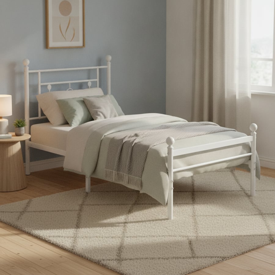 سرير حديد مقاس 90*190 WHITE 3919